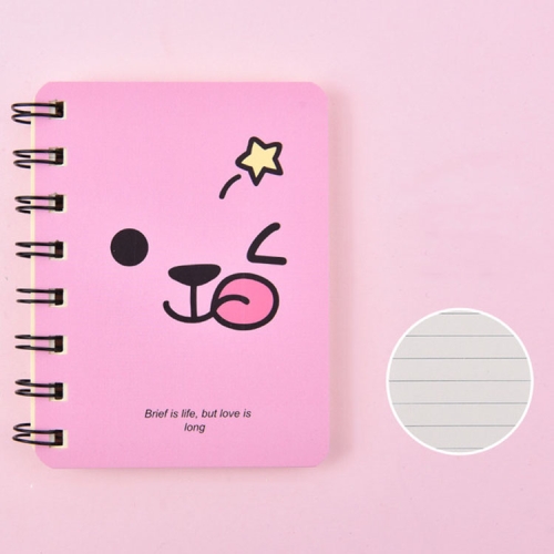 

Cartoon Student Mini Portable Pocket Notepad Coil Notebook, Color:Emoji-Pink