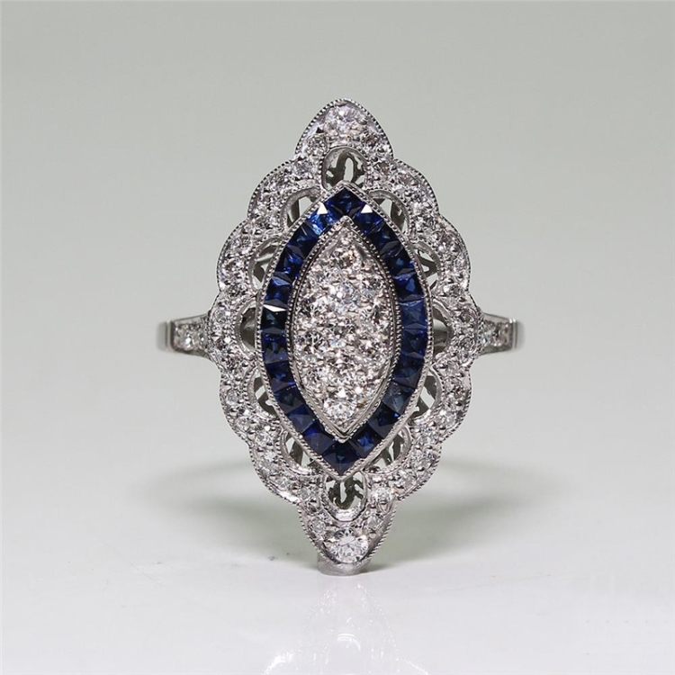 

Women Sapphire Rhinestone Engagement Ring, Ring Size:9