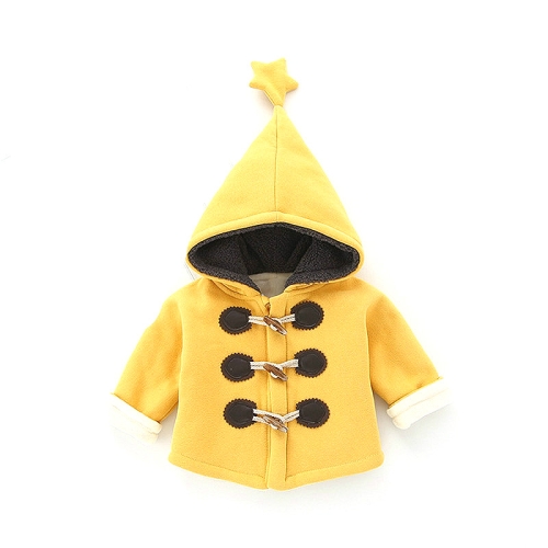 

Autumn and Winter Children Thick Horn Buckle Hooded Jacket, Height:90cm(Yellow)