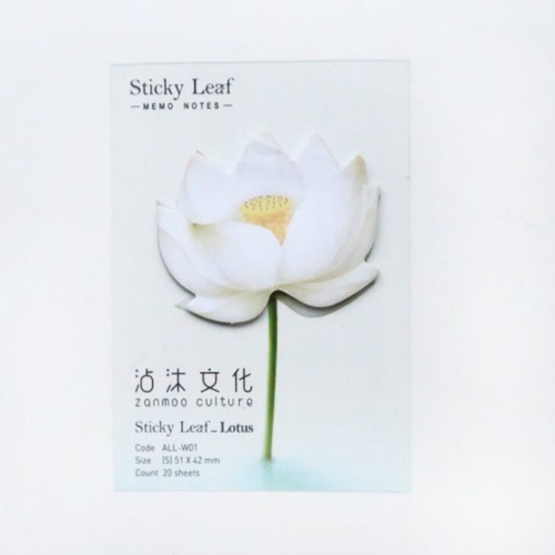 

3 PCS Small Fresh Flowers and Leaves Series of Post-It Notes Romantic Lotus Notes White 1 Lotus