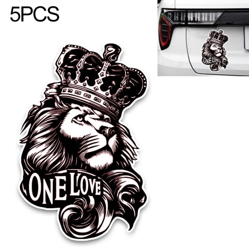 

5 PCS YJZT One Love Lion Crown PVC Animal Car Sticker, Size: 10x15.3cm