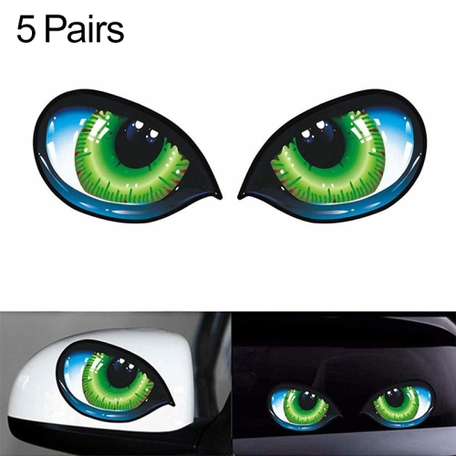 

5 Pairs D 601 3D Stereo Reflective Cat Eyes Car Sticker Adhesive Creative Rearview Mirror Decal, Size: 12x7.5cm