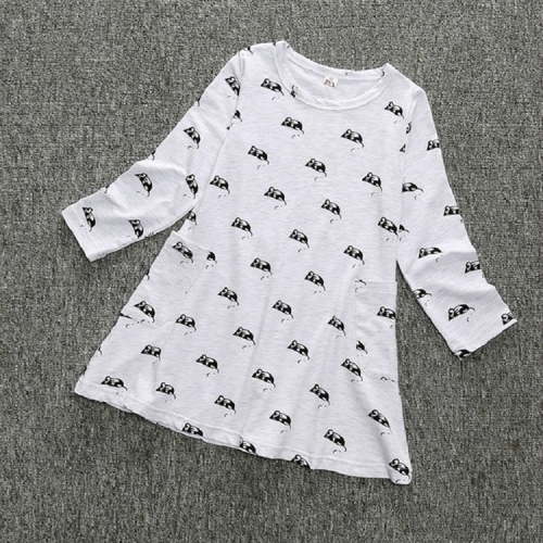 

Spring and Autumn Girls Cartoon Mouse Pattern Long Sleeve Dress, Kid Size:90cm(Grey)