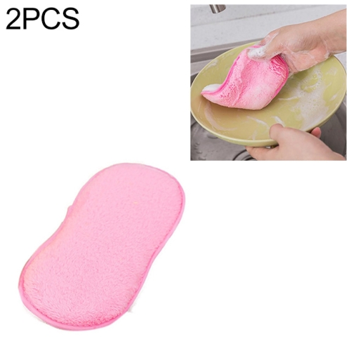 

2 PCS Cloth Fiber Washing Towel Kitchen Cleaning Wiping Rags, Size: 17x8cm(Pink)