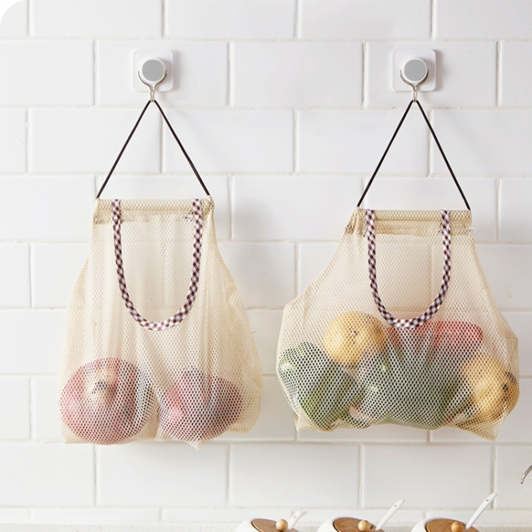 

2 PCS Creative Kitchen Vegetable Onion Potato Storage Hanging Bag Hollow Breathable Mesh Bag Kitchen Garlic Ginger Mesh Storage Bag