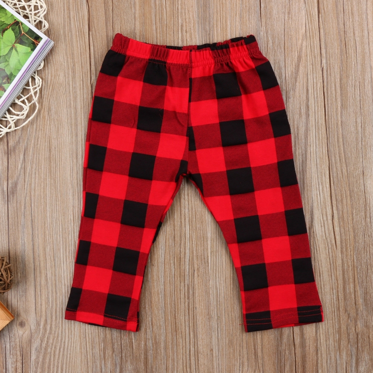 

Children Large Plaid Elastic Waist Trousers, Size:70cm(Red)