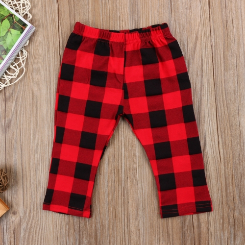 

Children Large Plaid Elastic Waist Trousers, Size:100cm(Red)