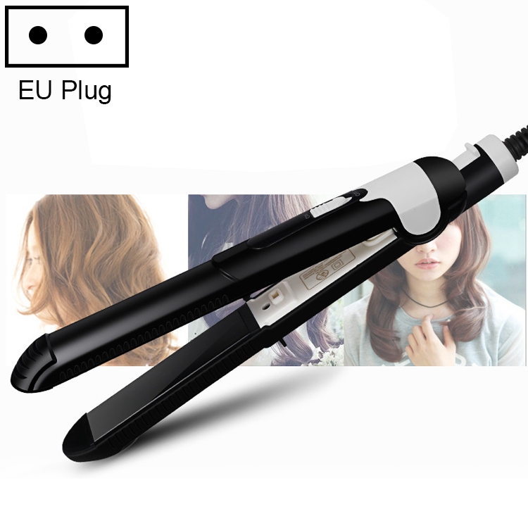 

2 In 1 Electric Pro Hair Dryer Brush Curling Straightener Ceramic Rotating Hairdryer Hair Styling Tool(Black)