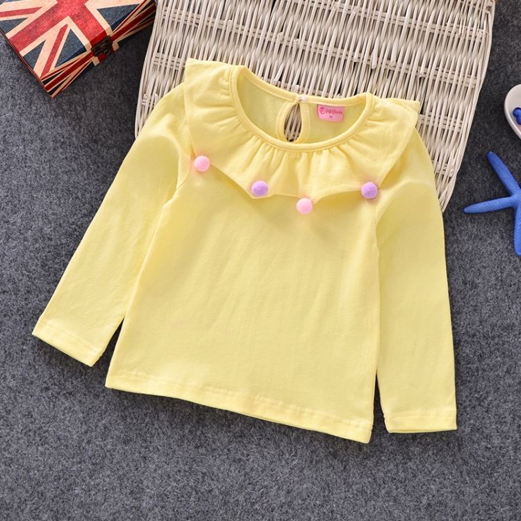 

Autumn Girls Lace Collar Long Sleeve Bottoming Shirt, Height:80cm(Yellow)
