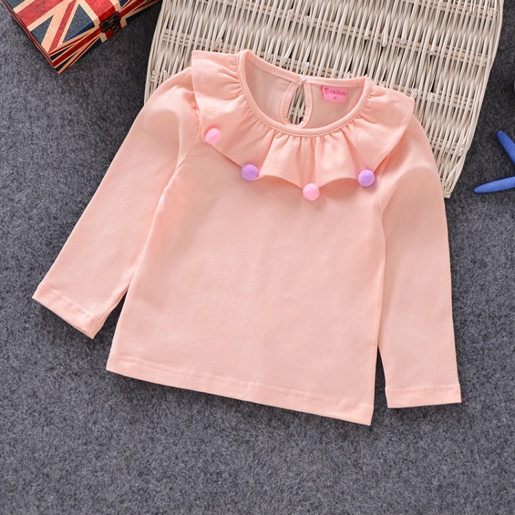 

Autumn Girls Lace Collar Long Sleeve Bottoming Shirt, Height:130cm(Pink)