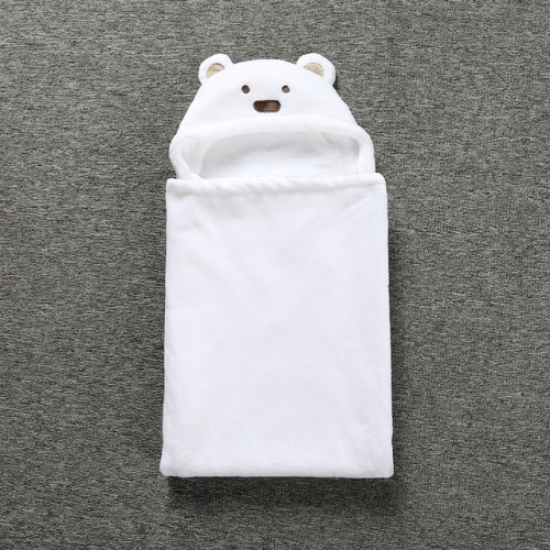 

Cute Animal Cartoon Babies Blanket Kids Hooded Bathrobe Toddler Baby Bath Towel(White)