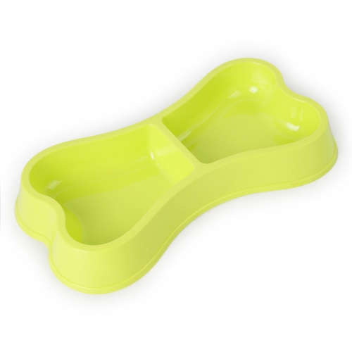 

Plastic Dog Bowls Bone-shaped Candy Color Dog Feeder Eco-friendly Double-head Bowls(Light Green)