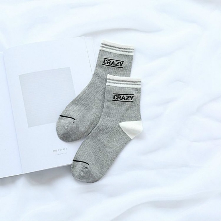 

Letter Double Needle In Tube Cotton Socks, Size:One Size(Crazy)