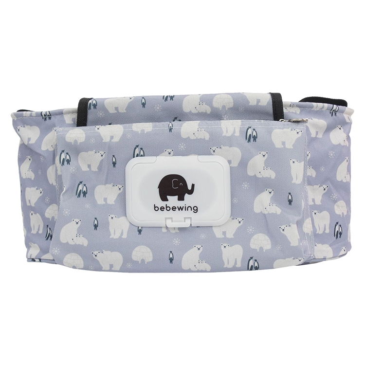

Baby Trolley Bag with Detachable Handbag Multifunctional Baby Stroller Organizer Pram Buggy Cart Hanging Bag(Polar bear)