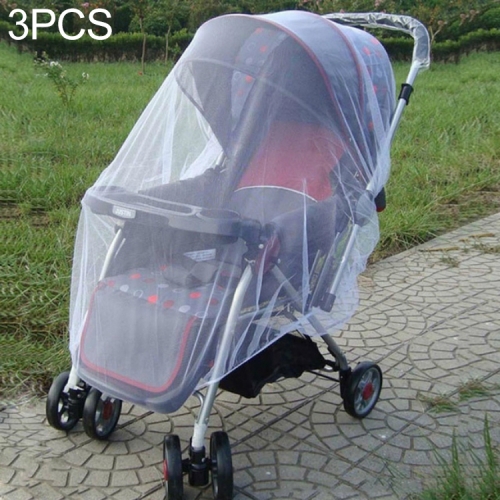 

3 PCS 150cm Baby Pushchair Mosquito Insect Shield Net Safe Infants Protection Mesh Stroller Accessories Mosquito Net(White)