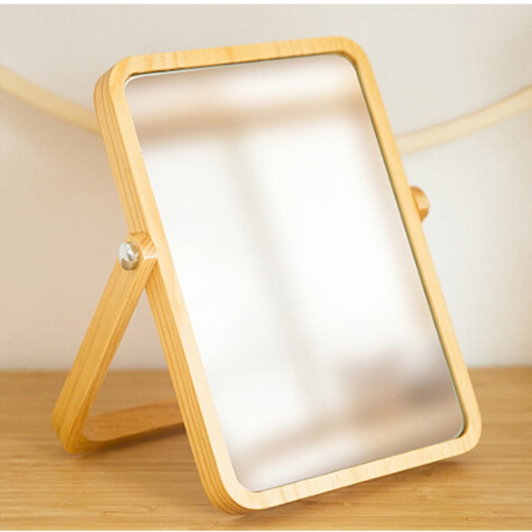 

Wood Bathroom Accessories Standable Desktop Decoration Dresser Mirror
