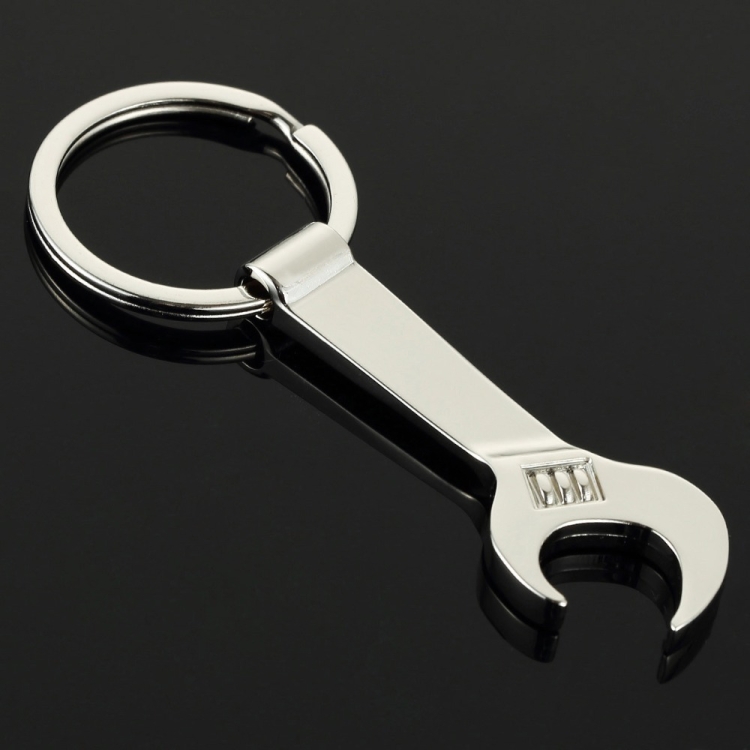 

2 PCS Simulation Personality Wrench Bottle Opener Metal Keychain Car Pendant