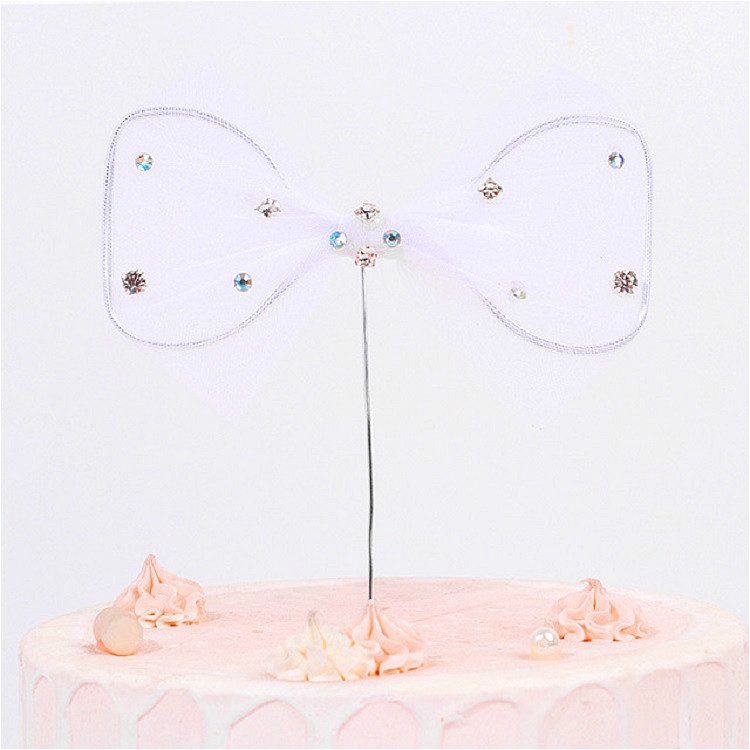 

5 PCS Bow Cake Insert Birthday Party Dessert Decoration(White)