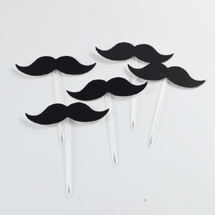 

10 PCS / 2 Sets Birthday Party Cake Decorated Bearded Lips Cake Inserted Card, Style:Beard
