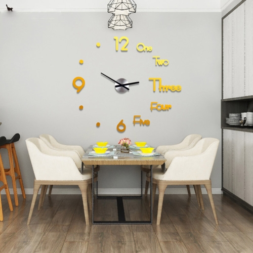 

Acrylic Large Wall Clocks Sticker Modern Design Living Room 3D DIY Quartz Watch Silent Movement Home Decor, Sheet Size:Diameter 60cm(Golden)