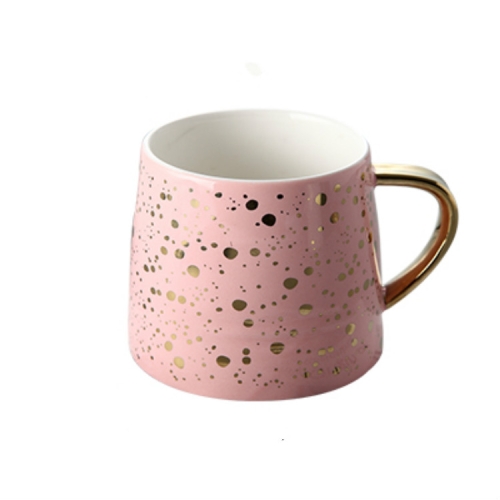 

Ceramic Coffee Mug Milk Cup Drinkware Starry Sky Pattern Teacup with Gold Handle(Pink)