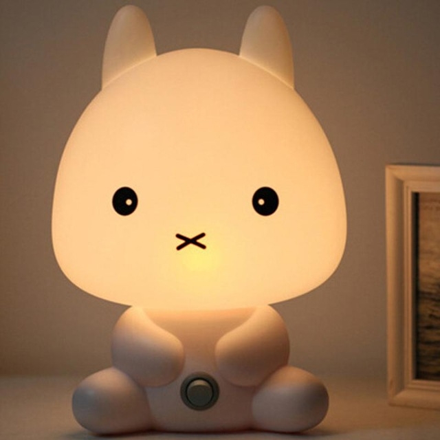 

Baby Bedroom Lamps Night Light Cartoon Pets Pvc Plastic Sleep Led Kid Lamp Bulb rabbit(US)