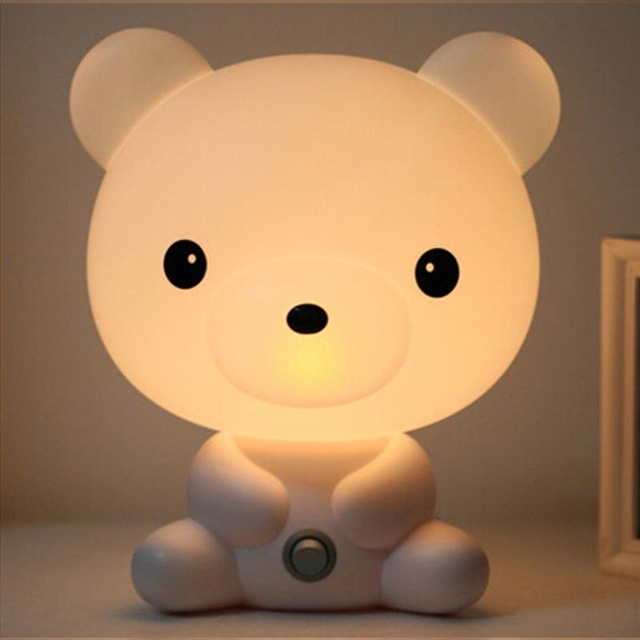 

Baby Bedroom Lamps Night Light Cartoon Pets Pvc Plastic Sleep Led Kid Lamp Bulb bear(US)
