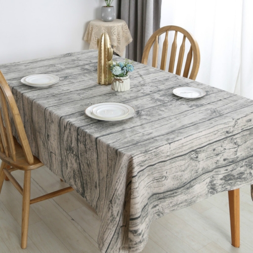 

Vintage Popular Table Cloth Linen Rectangular Tablecloth Wooden Grain Dustproof Restaurant Table Cover, Size:50x70cm(Gray)