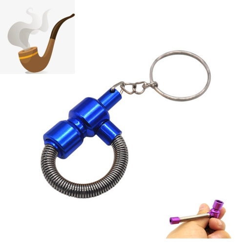 

2 PCS Creative Spring Portable Pipe Removable Keychain Metal Pipe(Blue)