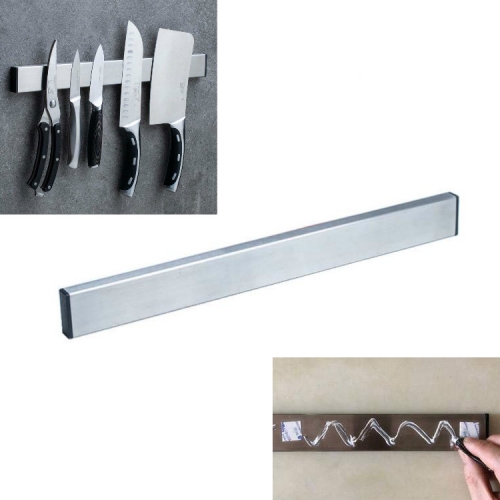 

Stainless Steel Knife Holder Kitchen Rack Magnetic Suction Knife Holder, Length:30cm, Style:Free Nail Glue(Silver)