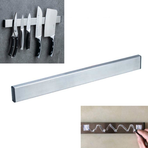 

Stainless Steel Knife Holder Kitchen Rack Magnetic Suction Knife Holder, Length:50cm, Style:Free Nail Glue(Silver)