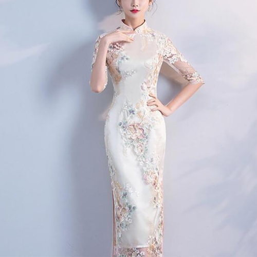 

Oriental Evening Dress Chinese Style Women Elegant Qipao Sexy Wedding Party Cheongsam, Size:S, Style:Split skirt