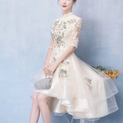 

Long Chinese Modern Wedding Cheongsam Robe Mariage Femme Oriental Styled Dresses, Size:M