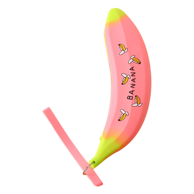 

Creative Banana Pencil Case Cute Silicone Storage Bags Stationery Office School Supplies(Pink)