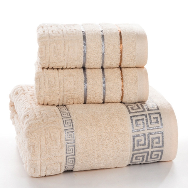 

3 PCS Plaid Cotton Towel Bath Set(Khaki)