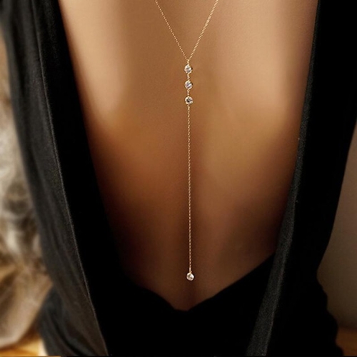 

Fashion Simple Crystal Punk Front Back Necklace(Sliver)