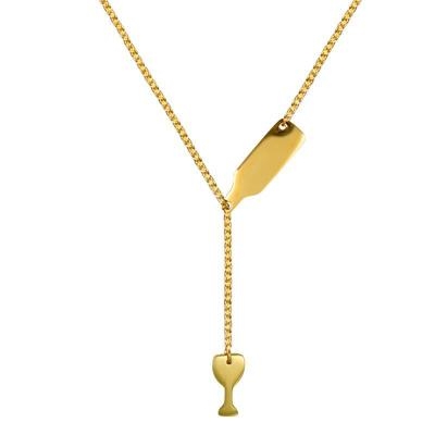 

Women Fashion Jewelry Beer Cup Long Pendant Wine Necklace(gold)