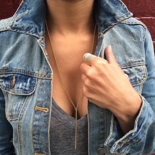 

Women Simple Chain Choker Sweater Necklace(Gold)