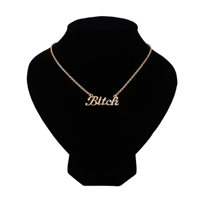 

Women Fashion Statement Necklace Letter Bitch Pendant Necklace