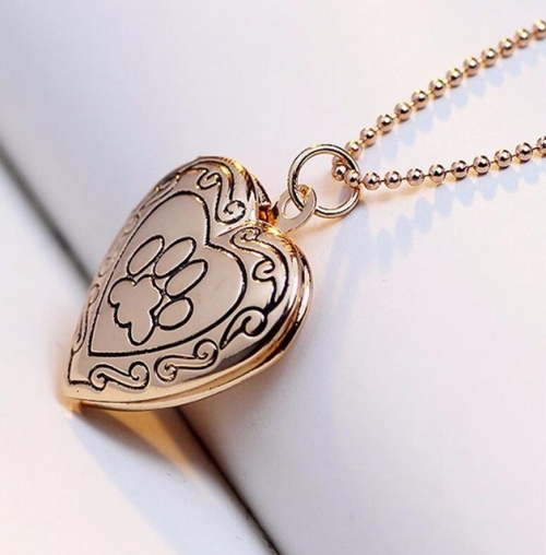 

DIY Heart-shaped Photo Frame Memory Locket Pendant Necklace Jewelry(gold)