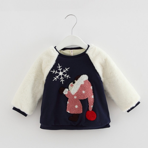 

Winter Thick Children Christmas Cartoon Pattern Plus Velvet Warm Round Neck Long Sleeve Sweater, Kid Size:92cm(Deep Blue)