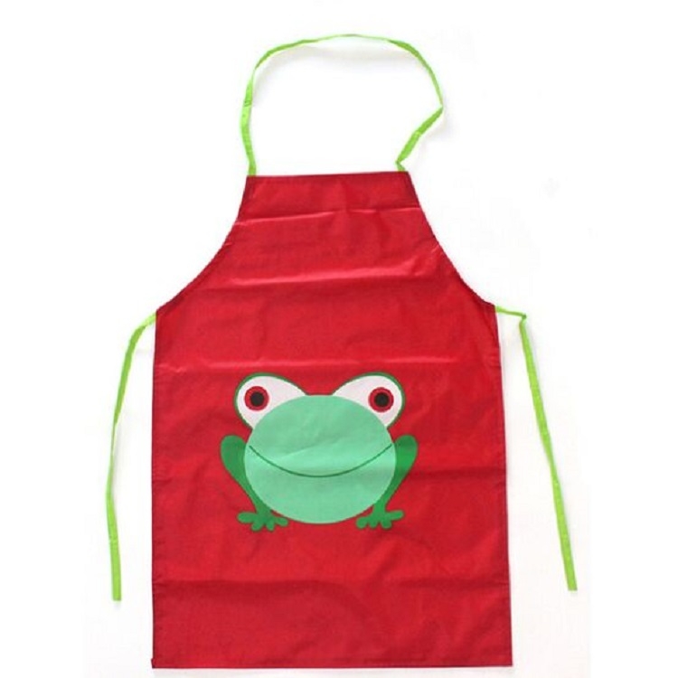 

Children Cartoon Frog Pattern Apron Drawing Sleeves Painting Clothes, Color:Dark Red Small