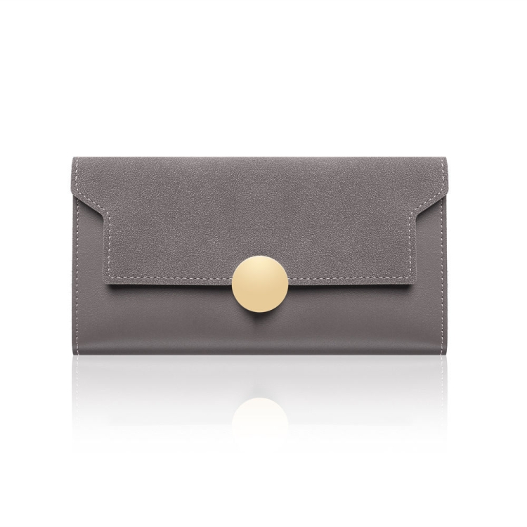 

Women Splicing Long Wallet Ring Snap Multi-function Coin Purse(Grey)