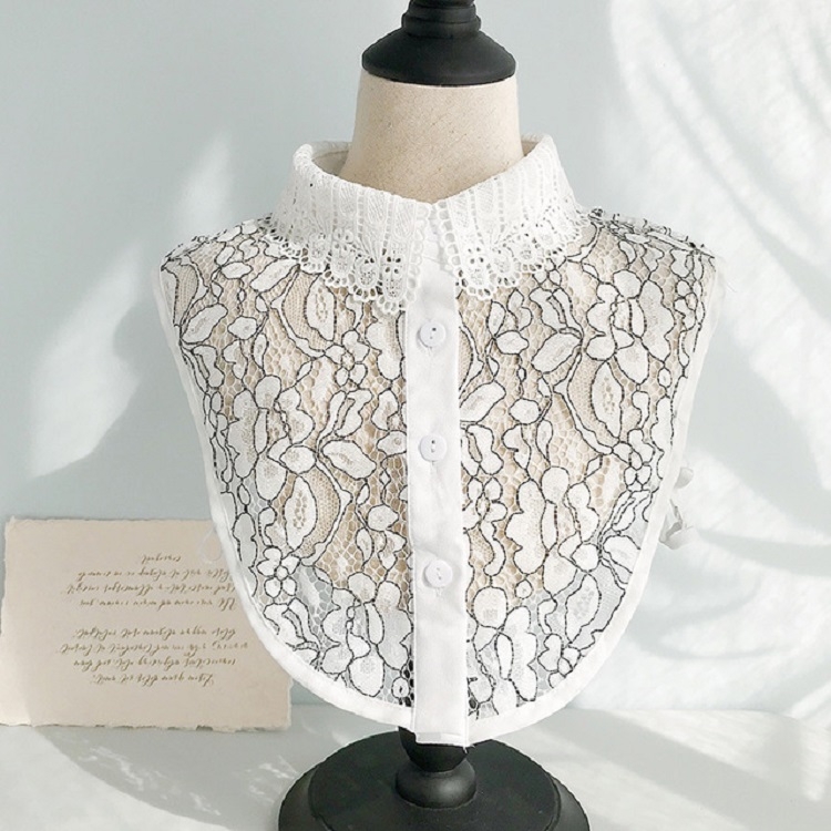 

Ladies Lace Macrame Wild Fake Collar Sweater Decorative Collar, Style:C(Black White)