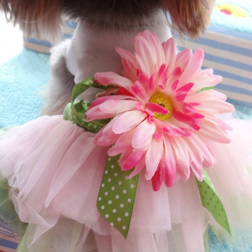 

Fashionable Dog Gauze Clothes For Pet Dog Cat Clothes Party Flower Skirt, Size:S(Pink)