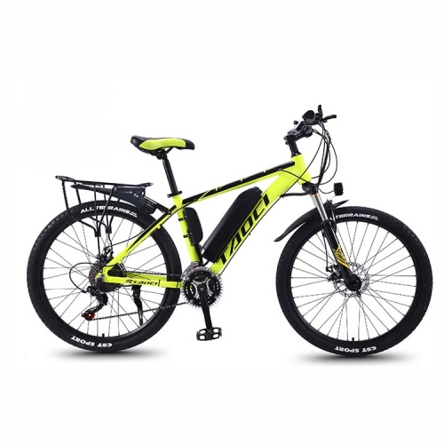 

36V 8AH 350W 26 inch 27-speed Electric Bicycle Lithium Battery Powered Mountain Bike Off-road Variable Speed Vehicle with LCD Display, Style:Spoked Wheel(Black Yellow)