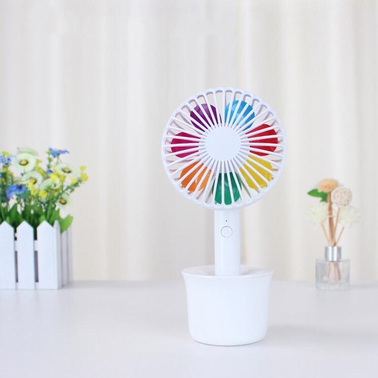 

Mini Fan Cartoon Seven Color Flower Charging Desktop Fan(White)