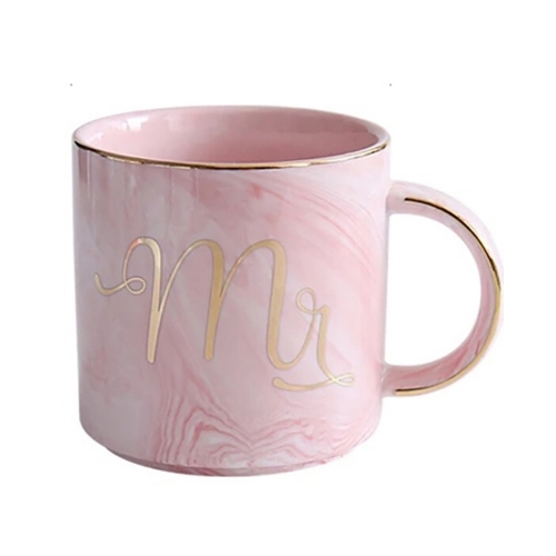 

Marble Letter Ceramic Home Couple Coffee Cup, Style:Mr Pink
