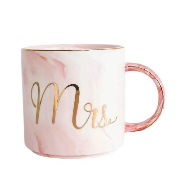 

Marble Letter Ceramic Home Couple Coffee Cup, Style:Miss Pink