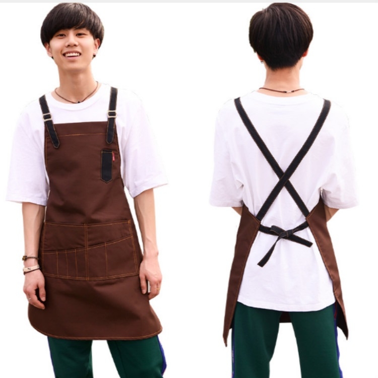

Retro Barista Bartender Hairdresser Overalls Waterproof Apron, Specification:Brown Cross Section
